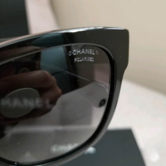 Chanel Square Sunglasses, Polarized Lenses, Black - Picture 3 of 8